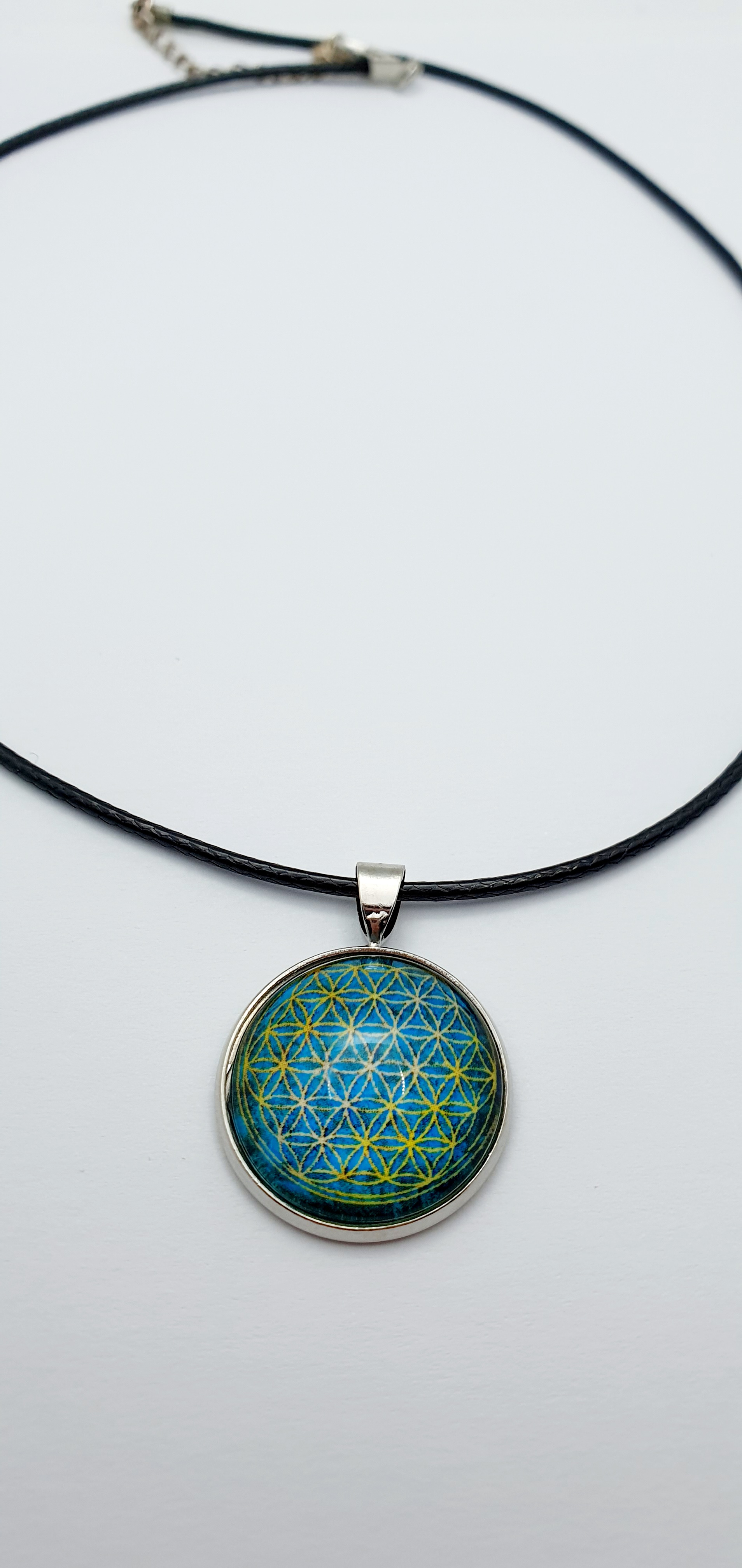 Kette Blume des Lebens türkis